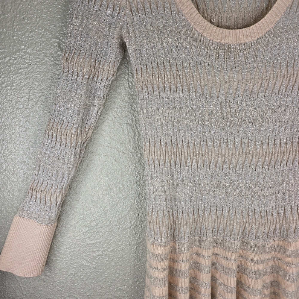 Y2k Victoria Secrets Drop Waist Knit Long Sleeve Light Pink Gray Dress Size M - Picture 4 of 15